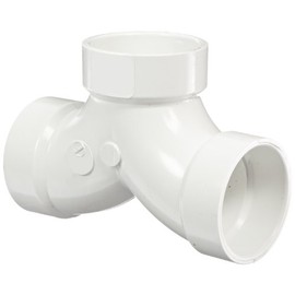 Spears P327 Series PVC DWV Pipe Fitting, 1/4 Bend, Tee, 1-1/2" Hub