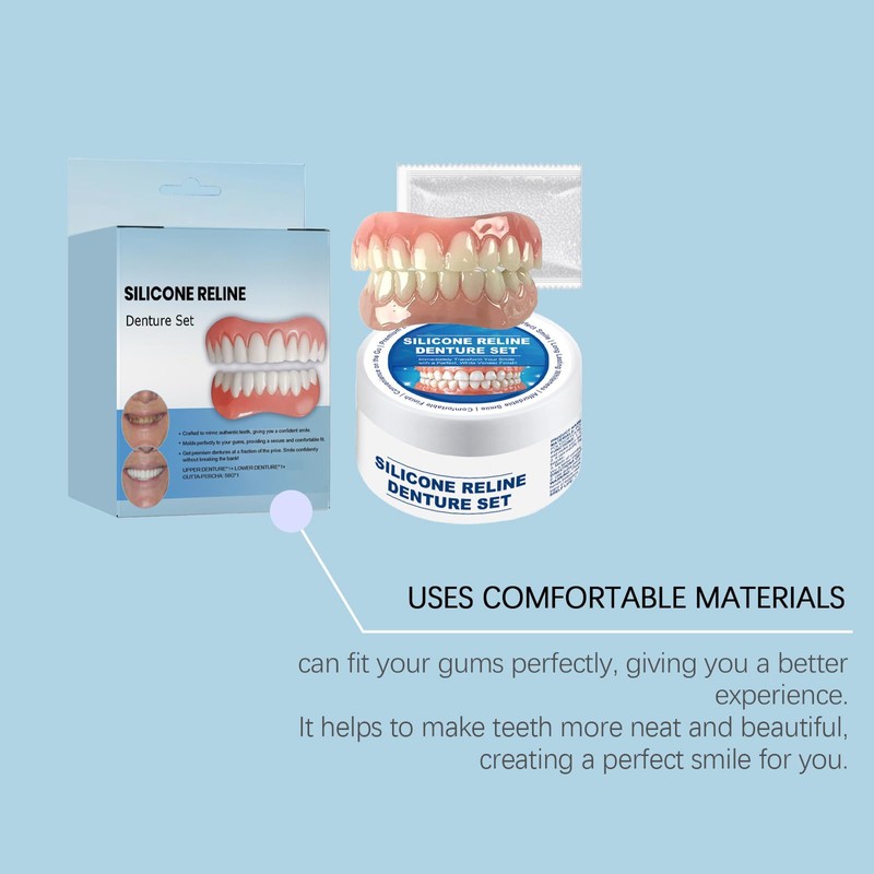 2 Pairs of Temporary Dentures, Fake Teeth, False Teeth Veneers,