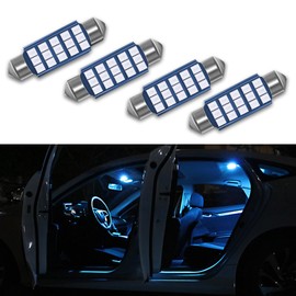 Lecctso 4Pcs 578 LED Extremely Bright Bulbs, 1.59" 6500K 2835 Chipsets 400LM Bulbs Replacement for LED Interior Dome Map Door Lights 211-2 212-2 569 6411 6451 41mm 42mm (Blue)