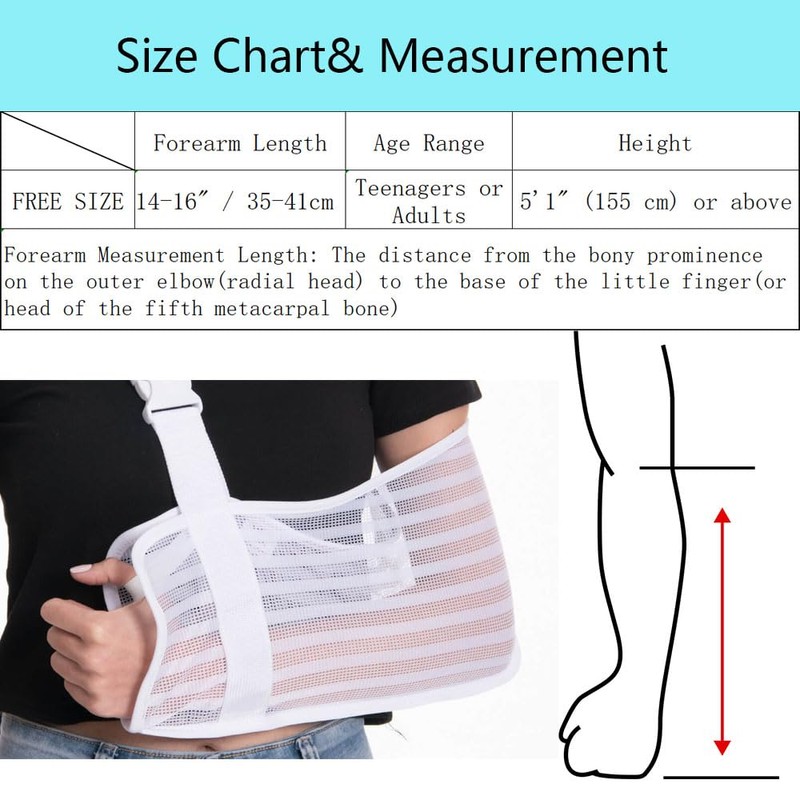 Ledhlth Mesh Breathable Arm Sling for Women/Men& Adults - Adjustable