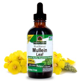 Nature's Answer Mullein Leaf Extract Alcohol‑Free 4 oz – 2000 mg Herbal Respiratory & Mucous Membrane Support – Vegan, Non‑GMO, Kosher, Gluten‑Free Holistically Balanced