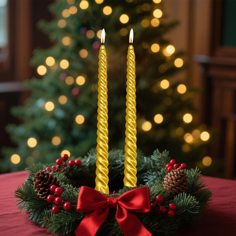 Gedengni Twisted Candlesticks Golden Taper Candle -10inch Gold Tapered Candles