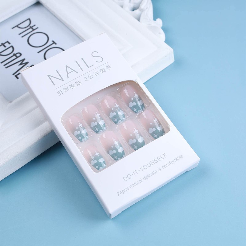 Cimenexe Gradient Press on Coffin Nails Gradient Cloud Artificial Fingernails