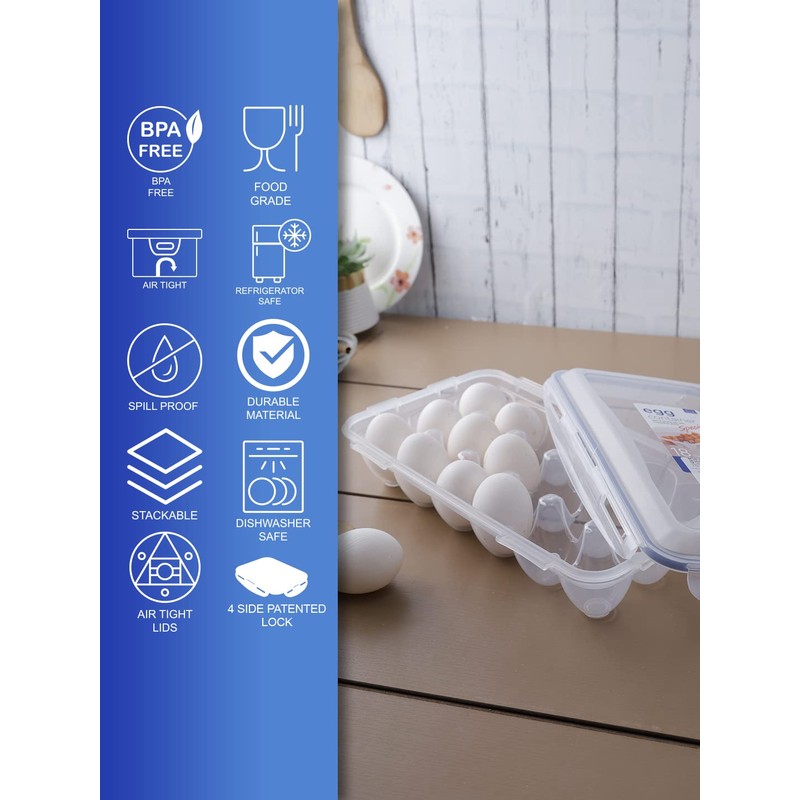 Lock & Lock HPL955 Egg Storer for 18 Eggs- Clear/Blue,