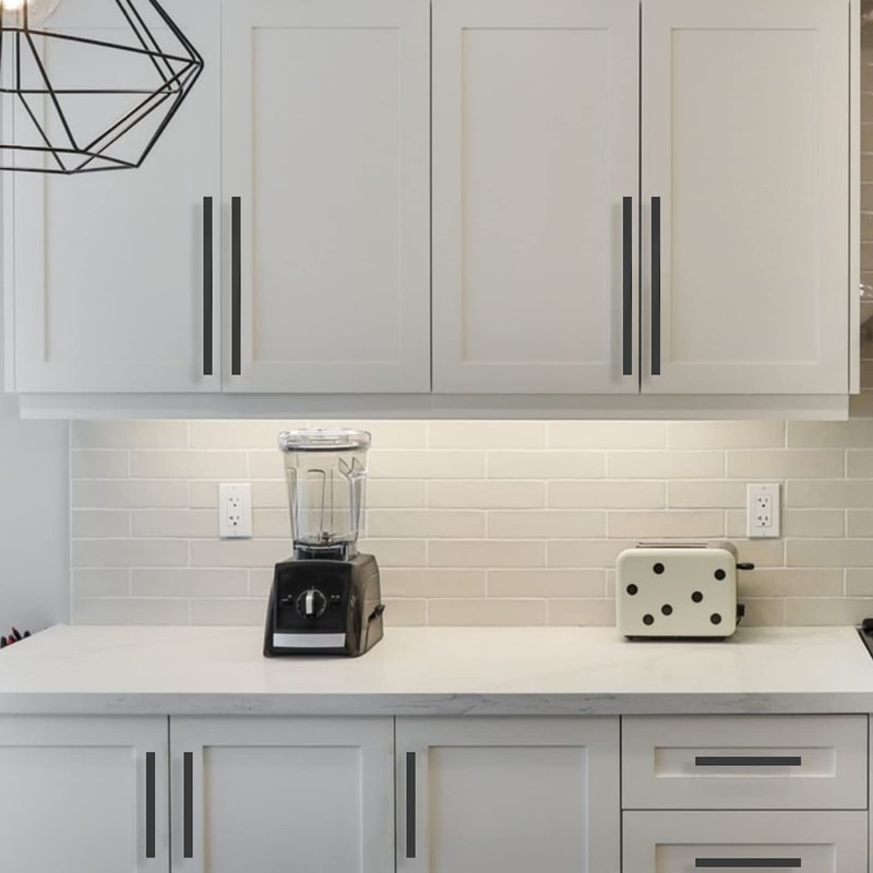 Amerdeco 10 Pack Matte Black Cabinet Pulls 7.5 Inch(192mm) Hole