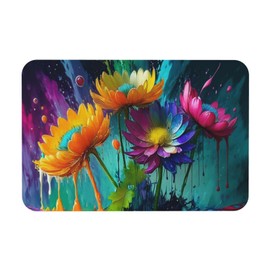 AZJINCOS Diatomaceous Earth Bath Mat - Non-Slip Quick-Dry Bathroom Rug with Stylish Prints, Eco-Friendly Absorbent Floor Mat for Shower, Poolside(Vibrant Designs, 15.7X23.6Inch)