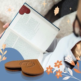 Leather Heart Shaped Bookmark, 6 Pieces Cute Corner Page, 26 Letters Bookmark, Suitable for Teachers Students Book Lovers Home Stationery.(Alphabet Heart (6 Pcs)) (Alphabet Love (6 Pcs), N)