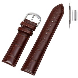 EACHE Alligator Grain Embossed Brown Leather Watch Bands for Mens 20mm Leather Watch Straps Classical Design