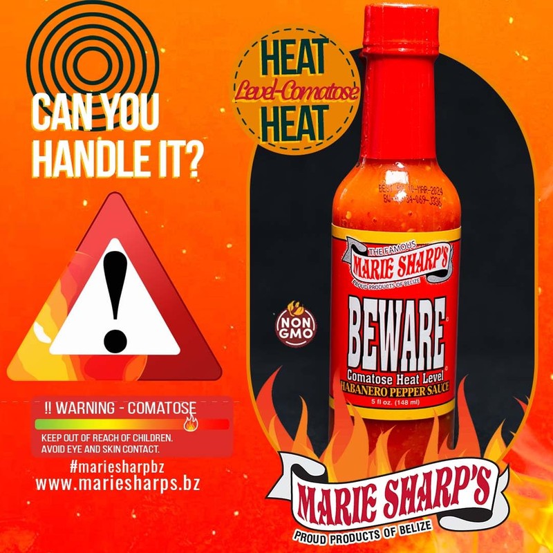 Marie Sharp’s BEWARE Comatose Heat Level Habanero Pepper Sauce, 5
