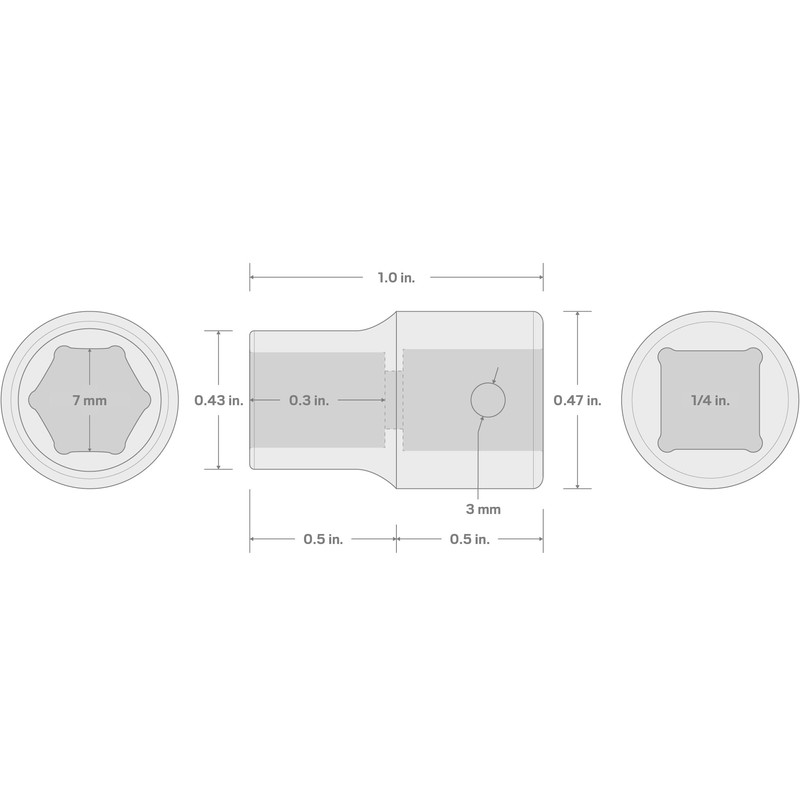 TEKTON 1/4 Inch Drive x 7 mm Shallow 6-Point Impact