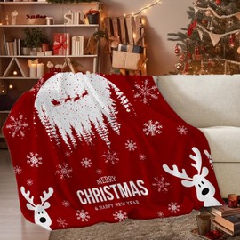 Christmas Reindeer Blanket Super Soft Cozy Warm, Christmas Blanket for Travel Camping Christmas Holiday Decor Plush Flannel Fleece Plush Throw Blankets for Sofa Couch Bed, 60"x 50"
