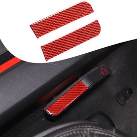 Lcojicep Car Inner Emergency Door Lock Switch Sticker Compatible with Corvette C6 Z06 ZR1 2005-2013,Soft Real Carbon Fiber Forced Door Opening Switch Cover Sticker Interior Accessories (Red）