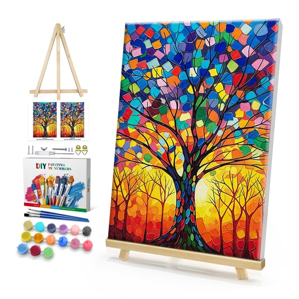 HeeBenor Framed Paint by Numbers Kit for Adults, Tree of