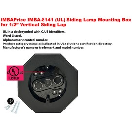 iMBAPrice 8141-BK UL Listed Black Siding Mounting Block with Built-in Electrical Box – Vertical Octagon Light Fixture Mounting Plate for 1/2-Inch Lap Siding, 1-Pack