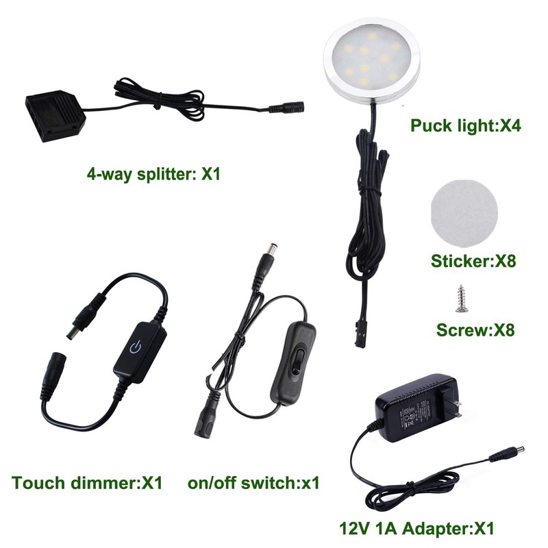 AIBOO Under Cabinet LED Puck Lights Kit with Touch Dimming