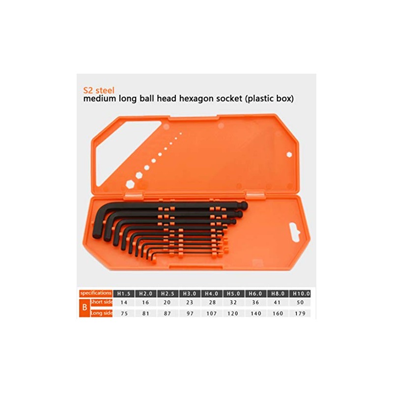 Llave hexagonal de 9 piezas 1,5-10 Mm Set llave hexagonal