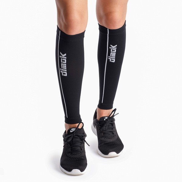 dimok Calf Compression Sleeve Pair - Leg Compression Socks for Calves Women Men - Reduces Shin Splint Muscle Pain - Fast Recovery Better Circulation (Black, L/XL)