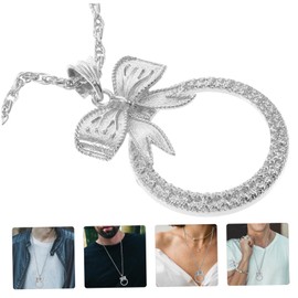 Healeved 4pcs Glass Pendant Necklace for Women Magnification Portable Jewelry Stylish Sweater Accessory Bow Design for Reading Text