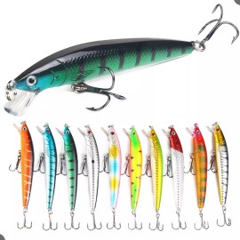 DAVILLAPLAZA 10 Curricanes Pesca Señuelos De Realista Pesca Mar Cebo Duro Color 10 Colores