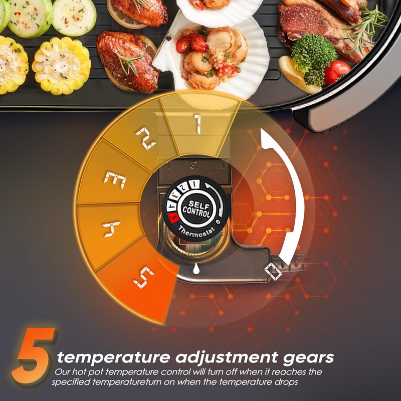 BOEASTER 2 in 1 Electric Smokeless Hot Pot with Grill,
