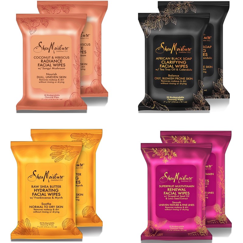 Shea Moisture Makeup Remover Face Wipes, African Black Soap, With