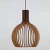 KY LEE Pendant Light, Wood, Japanese Style, Base E26, Antique