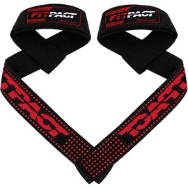 FITPACT Weight Lifting Straps Non-Slip Gel Flex Grip, Neoprene Padded Wrist Support Barbell Wraps, Extra Long Gym Strap Exercise Powerlifting Bodybuilding Deadlifts Fitness Workout Training