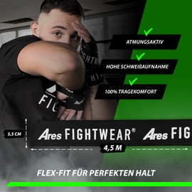 Ares Fightwear® Professional Bandage Boxes, Set of 2 [4.5 m] Including Laundry Net, Maximum Protection and Firm Hold Thanks to Flex-Fit Material, Boxing Bandages for Safe Fights, Box Bandages for Men