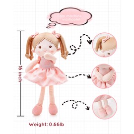 LeyaDoll Soft Baby Doll Toys (16''), My First Baby Rag Doll for 1 Year-Old Girl Birthday Gift, Christmas Plush Toys Gift for Toddler Kids Infants -Sweetheart Girl