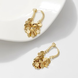 QLUYCKW Long Tassel Dangle Earrings Bohemian Sparkly Fringe Geometric Bar Formal Gold Drop Earrings for Women Charms Boho Holiday Ear Jewelry (Gold)