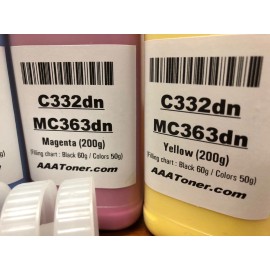 For OKI (Total 800g) BULK 4 Color Toner Refill for OKI C332dn, MC363dn  - NO Chips  !!