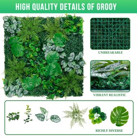 Grooy Artificial Boxwood Panels, Grass Wall Panels 8 Pack 20"x20",Privacy Hedge Fence Screen with UV Protection,Fake Greenery Backdrop for Indoor Wedding Decoration and Outdoor Garden Backyard