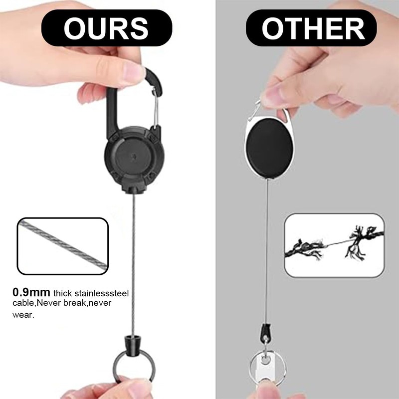XOXVURI Heavy Duty Retractable Key Fob, 2pcs Retractable Key Chain,