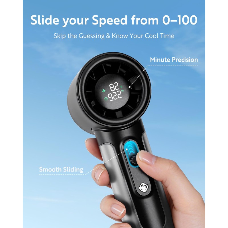 Handheld Portable Fan, 5000mAh Rechargeable Powerful Mini Fan