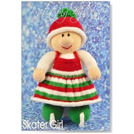 Knitting Pattern Skater Girl from Knitting by Post - Our Festive Ice Skating Doll is Ready to be Knit in White, Red and Green