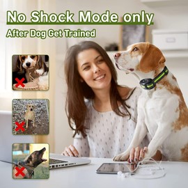 Dog Bark Collar, MODUS Anti Barking Collar with Beep Vibration Shock, Rechargeable & 8 Adjustable Sensitivity to Stop Barking Shock Collar for Small Medium Large Dogs(Green)