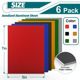Daisypower 6 Pack 5 x 7 Inch Anodized Aluminum Blanks,Rectangle Aluminum Plate, Metal Engraving Sheets for Laser Engraving, Decorative Crafting, Home Decoration Self Designing,6 Colors