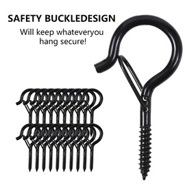 Larmstom Screw Hooks, 2.2" Heavy Duty Vinyl Coated Hanging Hooks with Safety Buckle & Expansion Tube for Kitchen/Home/Outdoor/Indoor 20 Pack