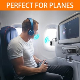 ANBRONICS Bluetooth Wireless Transmitter Receiver, Airplane Travel Essentials, Support 2 AirPods/Wireless Headphones, 3.5mm AUX Audio Adapter for planes, Boats or Treadmills, Home, Auto