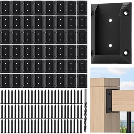 Duraaamo 48 Pcs Deck Railing Bracket Connectors Kit for 2x4 Railing Bracket Wood Post Sturdy Nylon with 288 Pcs Coating Screws for Deck Rails Fence Handrail Wooden Stair Connection