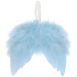 10 Pcs Blue Angel Wings for Christmas Tree Ornament, 16×14 CM Hanging Angel Feather Wings Vintage White Feather for Crafts DIY Xmas Decoration Home Wedding Prop Party Decor (Blue, 10)