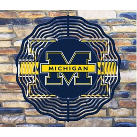 Liberty Flags & Gifts 8 Inch Michigan Football Basketball Sports Hanging Wind Spinner Yard Decor Aluminum Sublimated Garden Art Indoor Outdoor 3D Kinetic 8rws-131, Blue