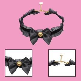 MFUOE Black Choker Necklace Punk Lace Chocker with Bell Bow Women Hip Hop Necklace Fashion Jewelry for Ladies and Girls Costume Choker Necklace