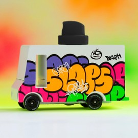 Candylab Toys CANDYCAR® Wooden Food Truck Collection - Graffiti Black, Premium Handcrafted Beech Wood Toy Car