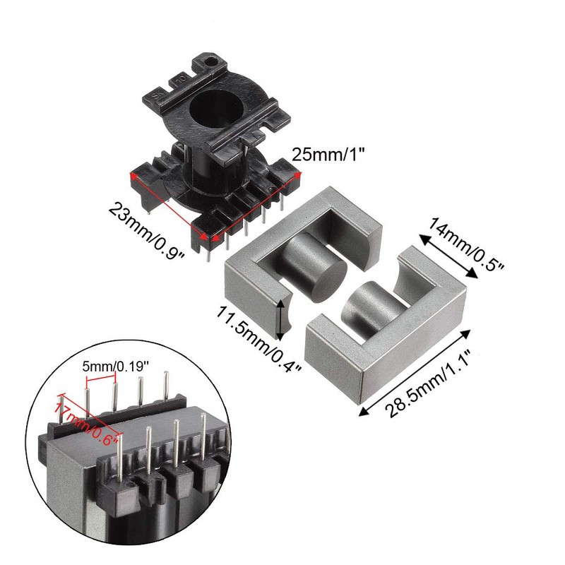 sourcing map Transformer Coils Ferrite Core Vertical Ferrite Halves and