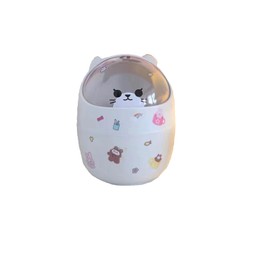 VVHFXD Mini Dustbin, Desktop Rubbish Bin, Table Bin with Lid, Cartoon Rubbish Bin, Waste Paper Bin, Portable Removable Table Waste Bin, Bathroom Waste Bin, for Home, Office, Living Room, Grey