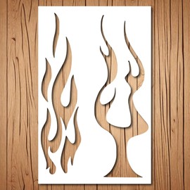 Flame Stencil | Reusable Inspirational Graffiti Kids Children Room Camping Fire Flames Stencils for Painting on Wood, Glass, Wall, Rock, Walls, Canvas, Glassware | Flames Fire Stencil (8.5"x 11")