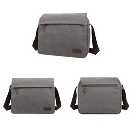 Sechunk Large Vintage Canvas Messenger Cross body bag Shoulder bag (Grey, large)