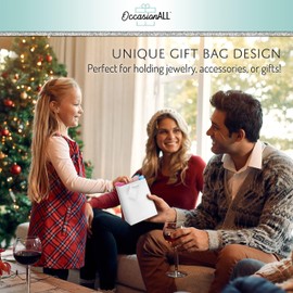 OccasionALL Mini White Gift Bags with Handles, Holiday Bags, Christmas Wrap, Birthdays, Weddings, Bachelorette, Party Favors, Bulk, 4x2.75x4.5, 12 Pack