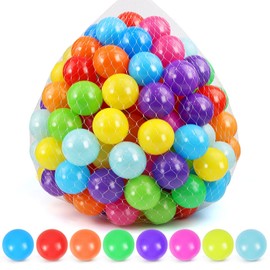 HIGHFINE Ball Pit Balls, Assorted Colors Plastic Balls for Ball Pit for Children, Phthalate and BPA Free Ballpit Balls with Mesh Storage Bag for Playtime Anywhere